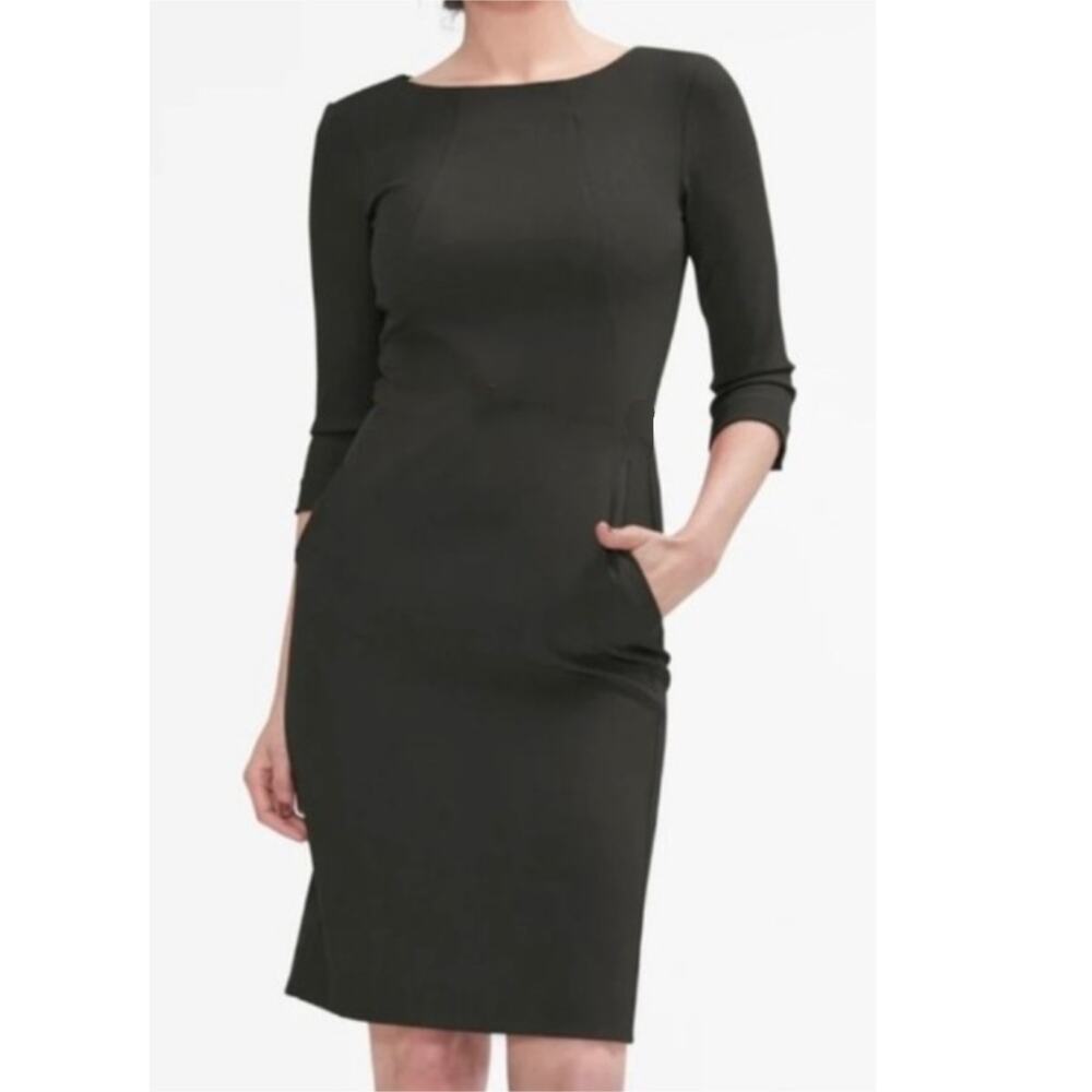 MM Lafleur Etsuko Sheath Dress Pine Green Size 6 Workwear 3/4 Sleeve